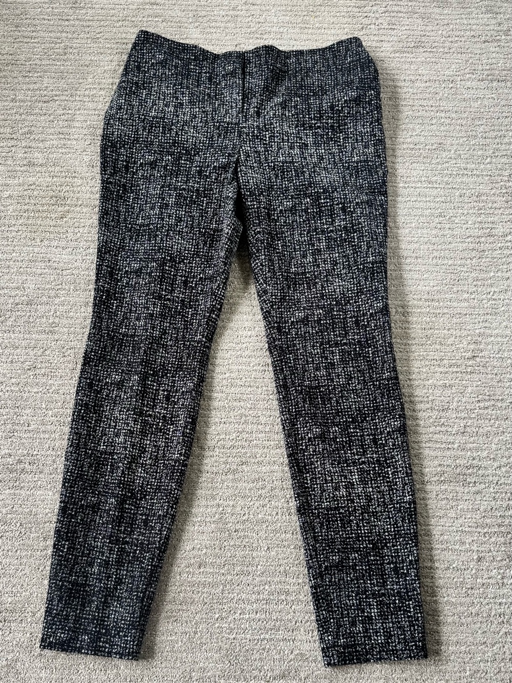 Alfani Black White Tweed Pull-On Ankle Pants Size 8 Stretch Career Workwear